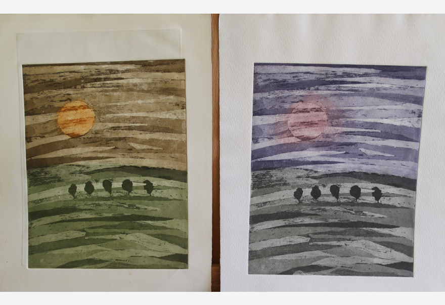 drawing landscape two colors